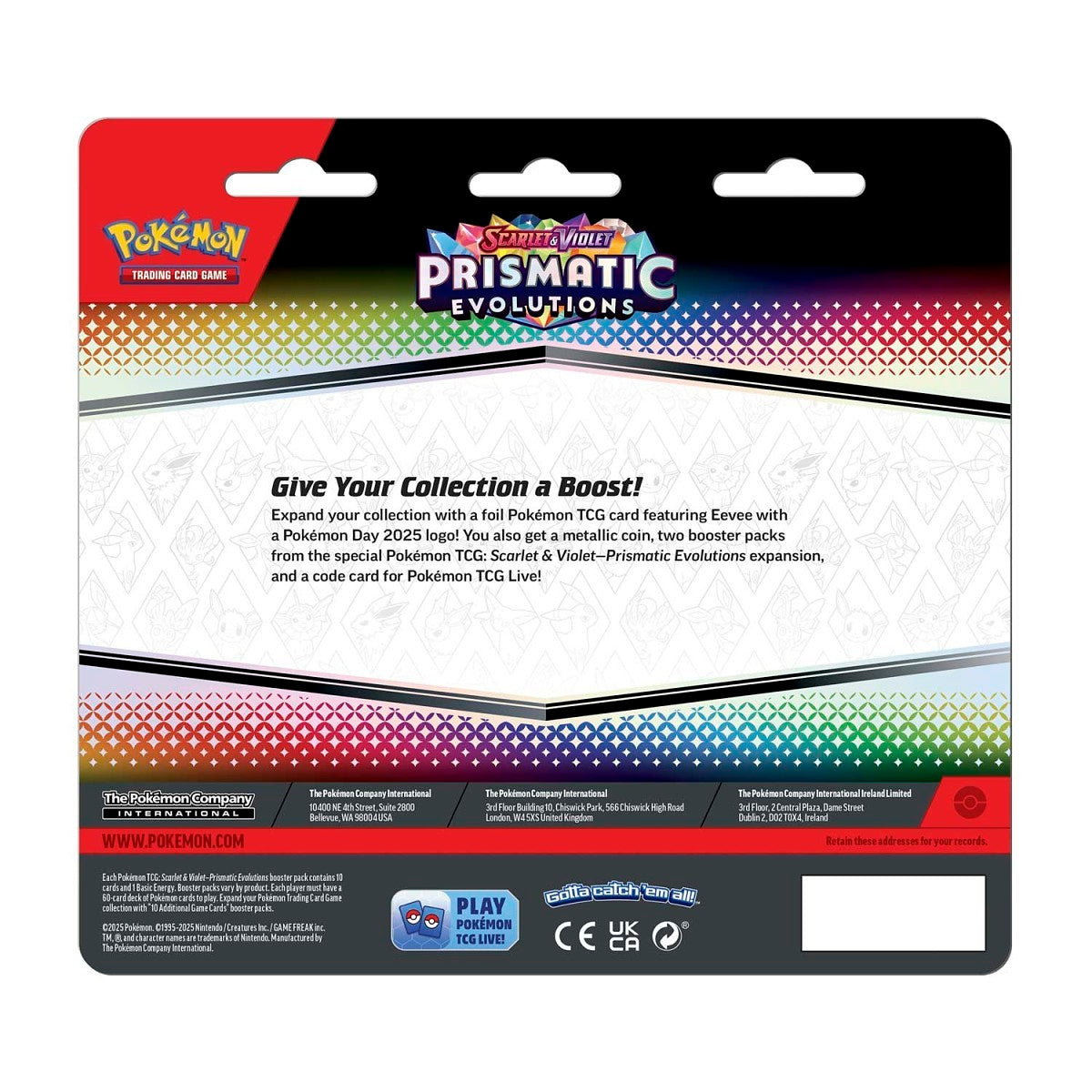Scarlet & Violet-Prismatic Evolutions Eevee Card, Coin & 2 Booster Packs